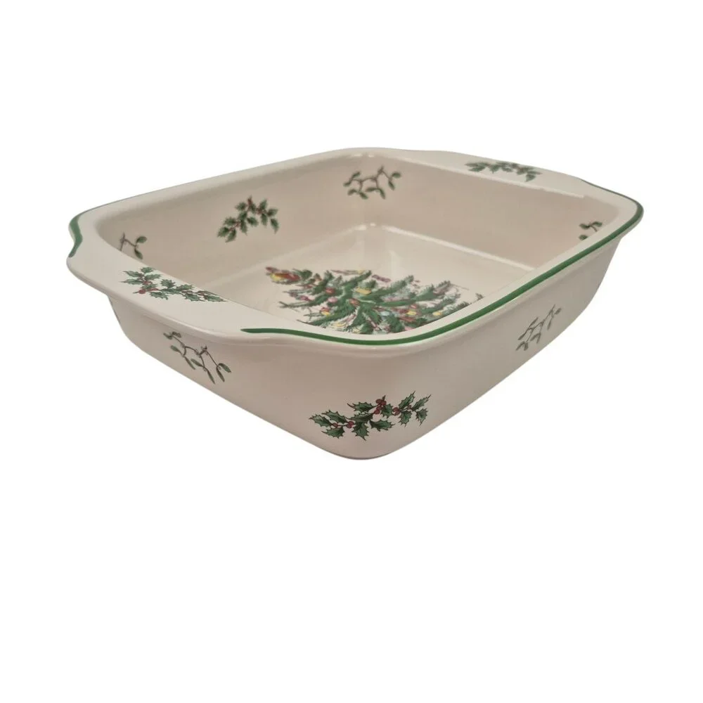 Spode Christmas Tree Rectangular Handled Dish S3324-A10 NIB 12 x 9.5 in Holiday - Picture 5 of 10